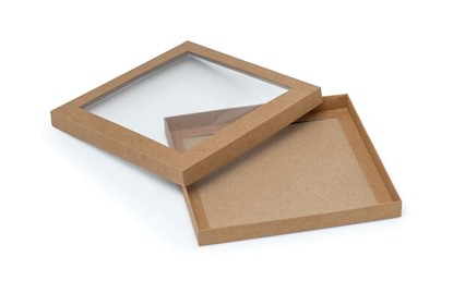 Pudełko ozdobne brązowe kraft 210x210x20mm z oknem