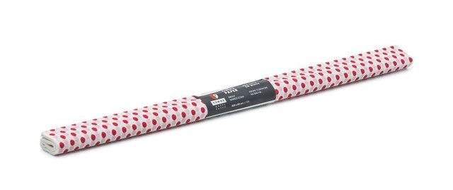 Bibuła Marszczona 50x200cm Biała w czerwone kropki