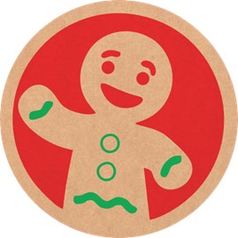 Naklejki świąteczne okrągłe Kraft Fi35mm Ciastek, 200szt