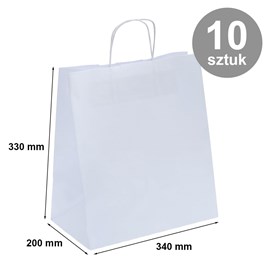 Pakiet - Torba Kateringowa 340x200x330 Biała Gładka 10 szt