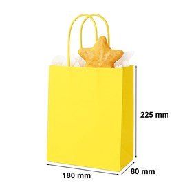 Żółta torebka papierowa 180x80x225 mm z uchwytem skręcanym – żywa, lekka i przyjazna naturze