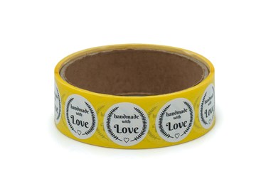 Naklejki okrągłe Białe Handmade with Love - wzór 6