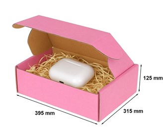Różowe pudełko ozdobne 395x315x125 mm (zewn) na prezent