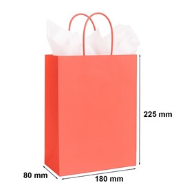 Jasnoczerwona torebka papierowa 180x80x225 mm z uchwytem skręcanym – stylowa i wyrazista
