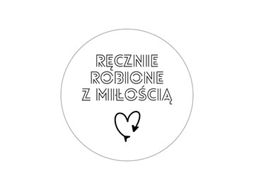 Naklejki okrągłe Białe Ręcznie Robione z Miłością