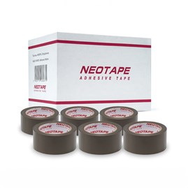 Taśma pakowa NEOTAPE AKRYL Brąz 48mm/90m, zgrzewka - 6 rolek