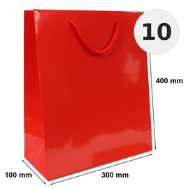 torba laminowana czerwona 300x100x400 mm 10 sztuk