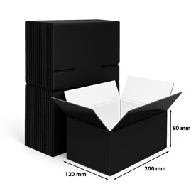 Czarny karton klapowy 200x120x80 mm – zestaw 10 sztuk, opakowanie wysyłkowe z tektury