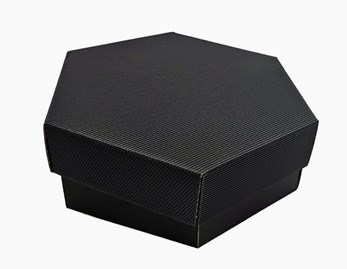 Pudełko karbowane z wieczkiem czarne 6-kątne 240x240x90mm
