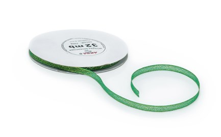 Wstążka brokatowa 6mm 32m WB7008 zielona
