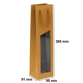 Torba Z OKNEM na butelkę 95x91x385mm KRAFT