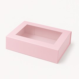 Pudełko Magnetyczne Różowe z okienkiem 200x150x55mm (zew)