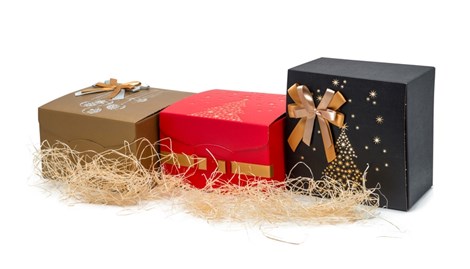 Pudełko składane świąteczne złote 250x250x150mm XL K-8082 ZT