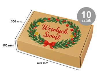 karton świąteczny, pudełko fasonowe, karton Wesołych Świąt, pakiet 10 sztuk, karton prezentowy