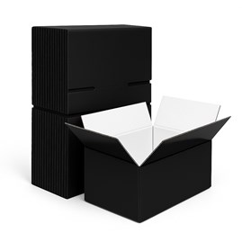 Pakiet 100 czarnych kartonów klapowych 200x120x80 mm – opakowania hurtowe do wysyłki