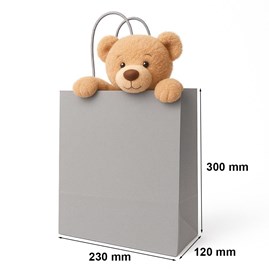 Szara torebka papierowa 230x120x300 mm z uchwytem skręcanym – elegancka i uniwersalna