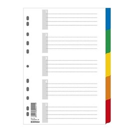 Przekładki do segregatora PP 5+1 mix kolorów