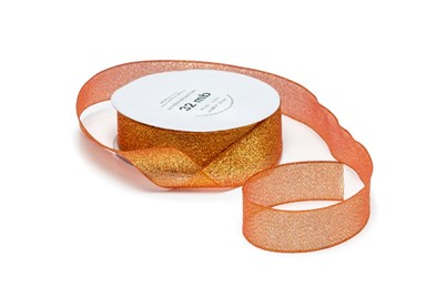 Wstążka brokatowa 25mm 32m WB7002 pomarańczowa