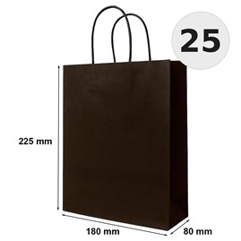 torebka papierowa czekoladowa 180x80x225 mm 25 sztuk