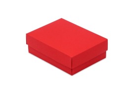 czerwone pudełko z tektury