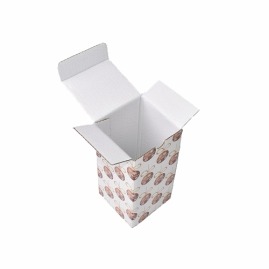 Pudełko świąteczne w kolorze białym z czerwonymi bombkami