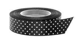 Wstążka Satynowa w Kropki Czarna 25mm / 22m