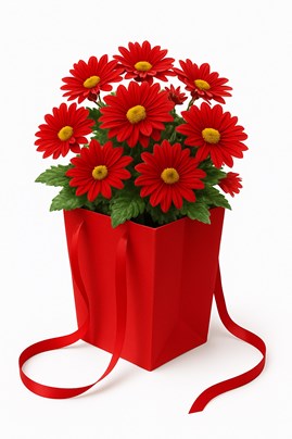 Czerwona torba papierowa Flowerbox 125x125x180 / 165x165 mm – eleganckie i wyraziste opakowanie