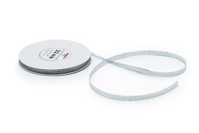 Wstążka brokatowa 6mm 32m WB7040 srebrna