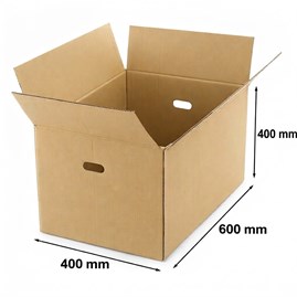 Mocne pudło klapowe przeprowadzkowe  600x400x400mm C500 z uchwytem