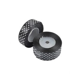 Wstążka satynowa kropki 12mm czarna 22m WSK6141