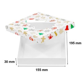 Pudełko ozdobne choinka/prezenty 195x155x30mm