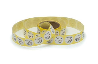 Naklejki okrągłe Białe Fi35mm ILove You 4 - 200szt