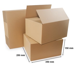 Kartony klapowe 350x250x150 mm – pakiet 10 szt. Fala BC, 580g/m²