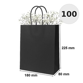 torebka papierowa czarna 180x80x225 mm 100 sztuk