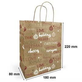 Torebka na prezent świąteczna KRAFT 180x80x220mm ŻYCZENIA