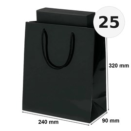 Torby czarne laminowane 240x90x320 mm torby prezentowe 25 szt