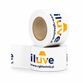 Taśma pakowa z nadrukiem logo Hotmelt 48 mm x 54 m, rolka białej taśmy klejącej