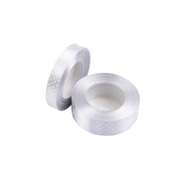 Wstążka Satynowa w Kropki Srebrna 25mm / 22m