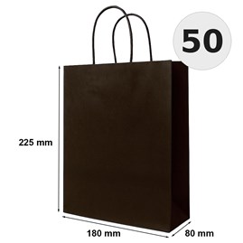 torebka papierowa czekoladowa 180x80x225 mm 50 sztuk