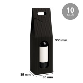 Pudełka karbowane czarne na butelkę wina 85x85x330mm 10szt