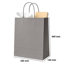 Szara torebka papierowa 350x140x440 mm z uchwytem – stylowa i wytrzymała
