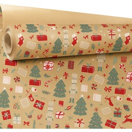 Papier ozdobny kraft 0,69x50 m z motywem prezentów – ekologiczny i kolorowy