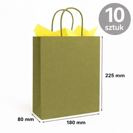Torba papierowa kraft khaki 180×80×225 mm 10 sztuk