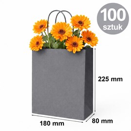 Torba papierowa kraft szara 180×80×225 mm 100 sztuk
