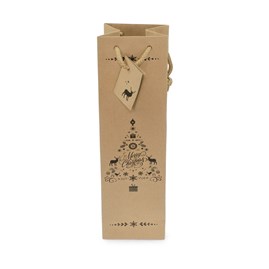 Torebka papierowa Premium na 1 wino świąteczna 325x89x89mm