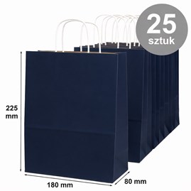 torebka papierowa granatowa 180x80x225 mm 25 sztuk