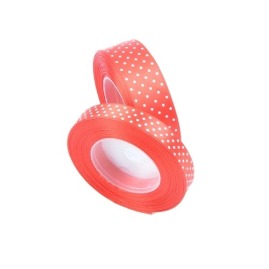 Wstążka Satynowa w Kropki Czerwona 25mm / 22m