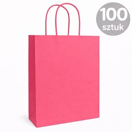 Torba papierowa różowa 180×80×225 mm z uchwytem 100 sztuk