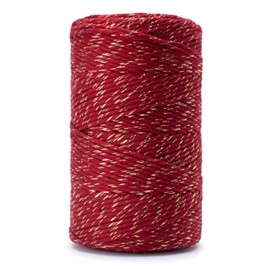 Sznurek Bawełniany Złoto-Czerwony 2mm/100g/45m