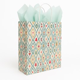 Świąteczna torebka papierowa THEOTIME 230x120x300 mm z uchwytem skręcanym – klasyka na Boże Narodzenie